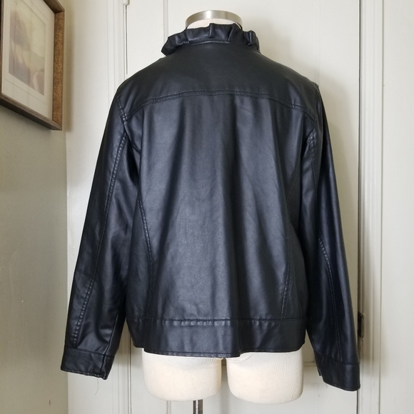 DOLLHOUSE 2X black faux leather long sleeve zipper snap closure jacket - Picture 4 of 7